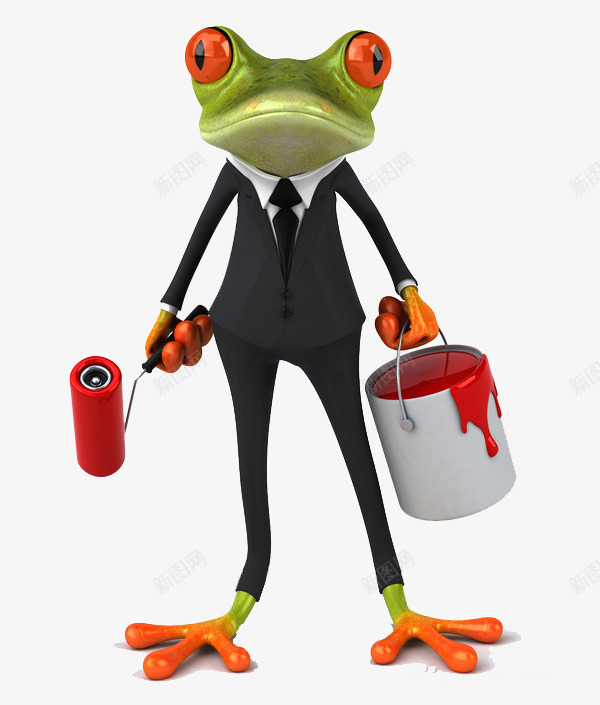 准备刷油漆的3D青蛙png免抠素材_新图网 https://ixintu.com 3D 刷油漆 红色 青蛙