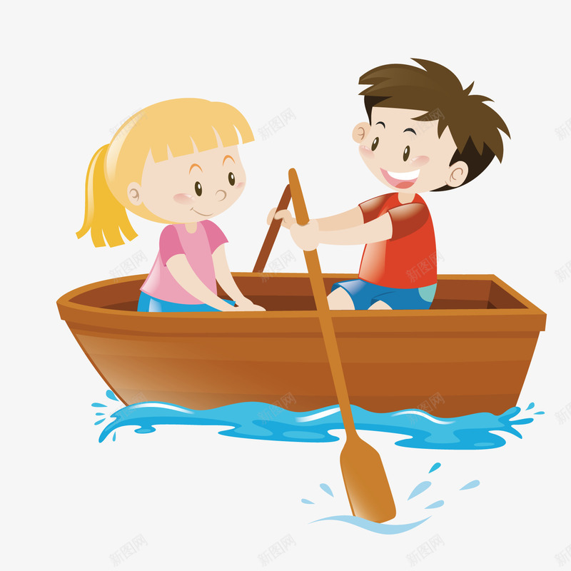 划船湖png免抠素材_新图网 https://ixintu.com 学校 学生 插画 装饰