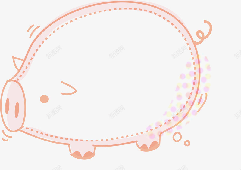 小猪边框png免抠素材_新图网 https://ixintu.com AI 卡通 圆点 小猪 底纹 手绘 插图 插画 猪 粉色 线条 边框