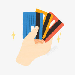 不同颜色的手一双手拿着三张不同颜色的银行卡高清图片