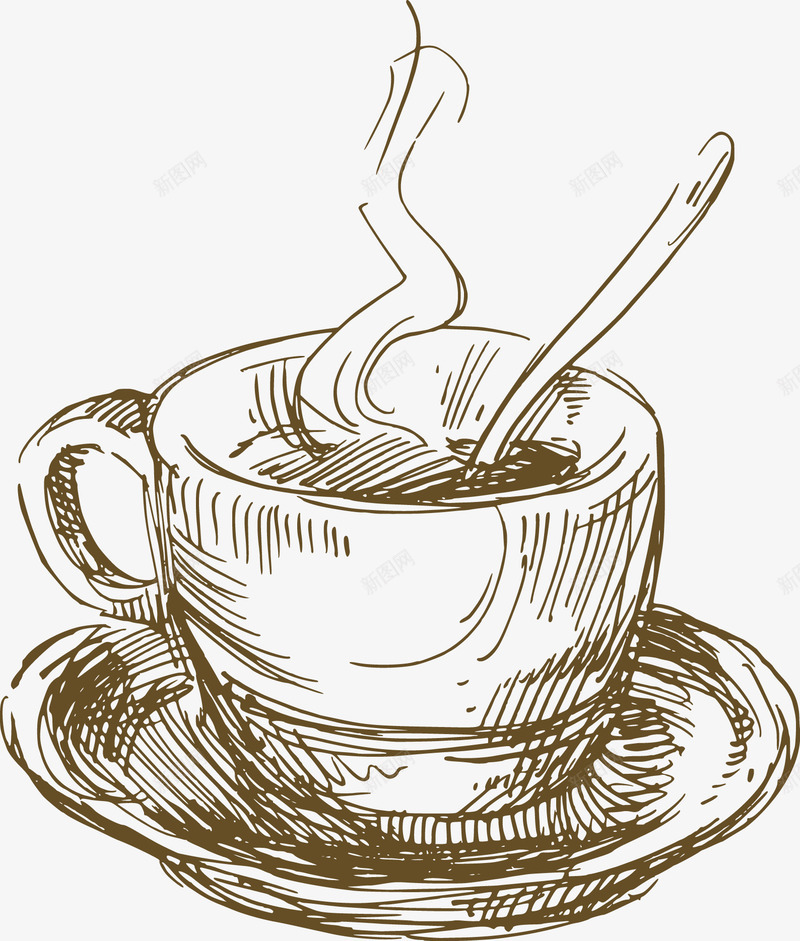 咖啡png免抠素材_新图网 https://ixintu.com 手绘画 手绘食物 插画 简单速写 素描 线稿 速写