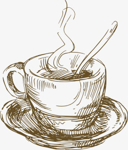 中堂画素描咖啡高清图片