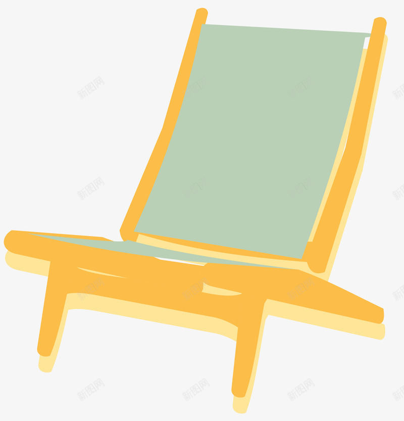 浅黄色经典沙滩椅png免抠素材_新图网 https://ixintu.com 卡通沙滩椅 彩色沙滩椅 折叠椅 椅子 沙滩椅 浅黄色 经典