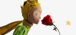 卡通童话里的小王子小王子闻玫瑰花高清图片