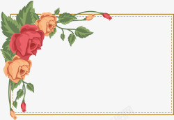 复古花蔷薇情人节卡片请柬玫瑰边框高清图片