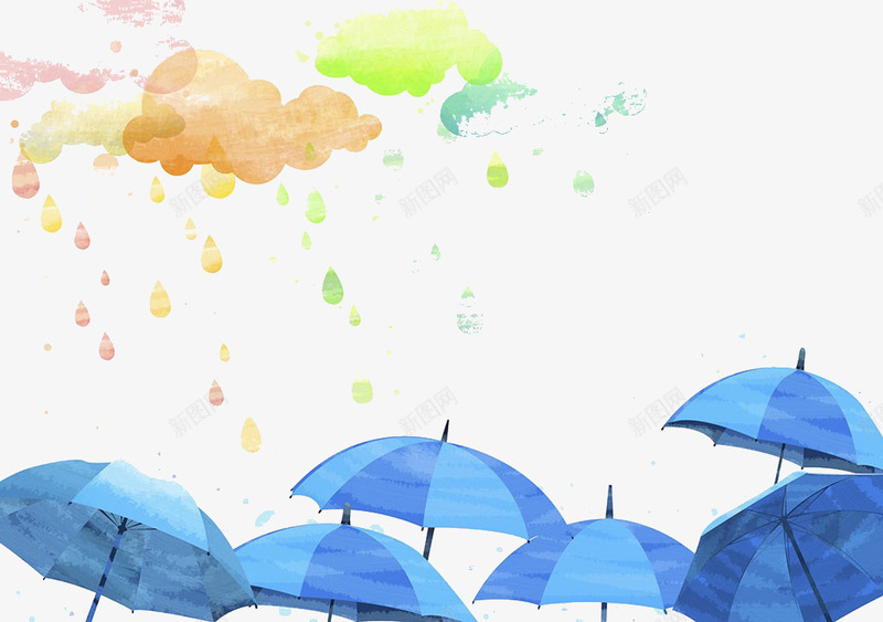 手绘的云雨伞png免抠素材_新图网 https://ixintu.com 云 卡通手绘 雨 雨丝帘 雨伞 雨天下雨 雨滴