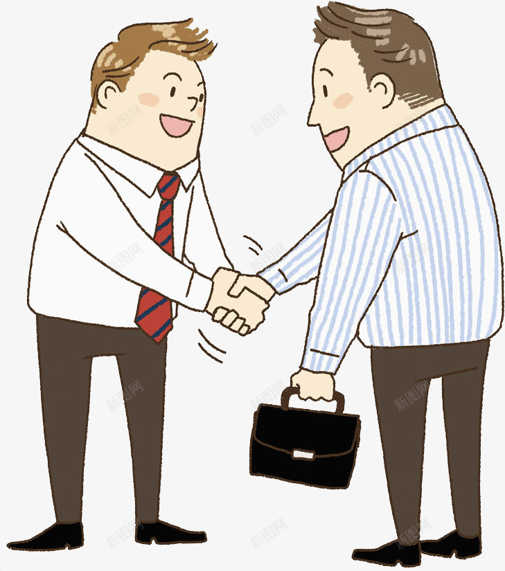 手绘握手男人场景图png免抠素材_新图网 https://ixintu.com 合作成功 商务 感谢的 握手的 男人 白领 高兴地