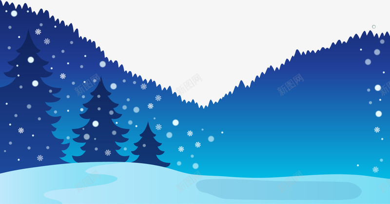 蓝色冬日树木雪地png免抠素材_新图网 https://ixintu.com 冬天 冬日 圣诞树 圣诞节 积雪地面 蓝色雪地 飘雪冬日