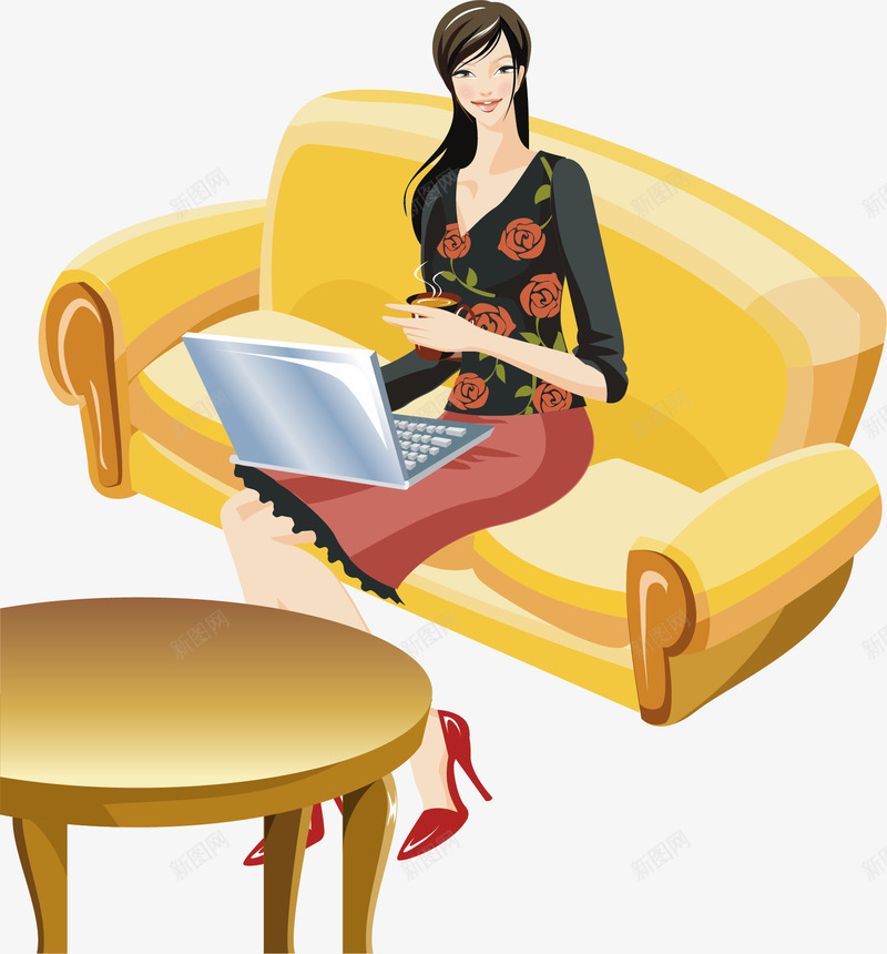 坐在沙发上工作的商务女人png免抠素材_新图网 https://ixintu.com 商务 女人 时尚