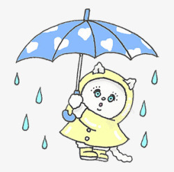 小猫雨伞下雨高清图片