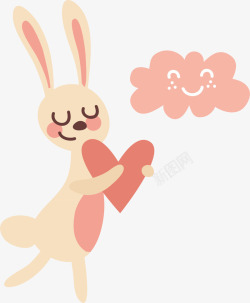 笑脸兔子情人节小兔子矢量图高清图片
