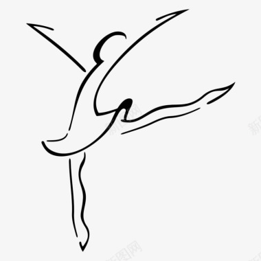 手绘黑色线条芭蕾舞者图标图标