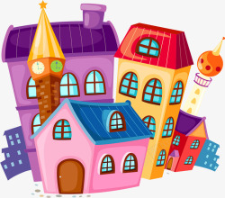 可爱卡通彩绘房屋素材