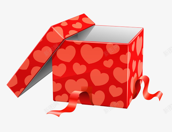 礼盒png免抠素材_新图网 https://ixintu.com 心形图案 情人节 情人节素材 礼盒 空盒子