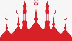 红色伊斯兰教堂素材