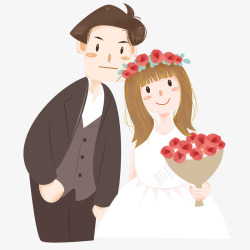 婚礼卡通人物矢量图手绘卡通可爱新郎新娘高清图片