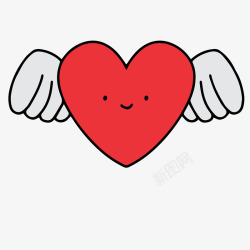 情人节日记带翅膀的心矢量图高清图片