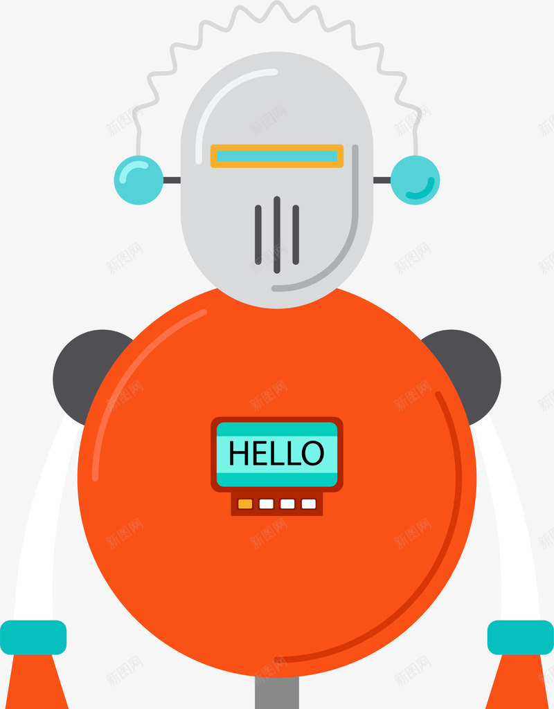 橙色卡通机器人png免抠素材_新图网 https://ixintu.com 卡通礼貌 打招呼机器人 智能科技 未来科技 机械 玩具机器人