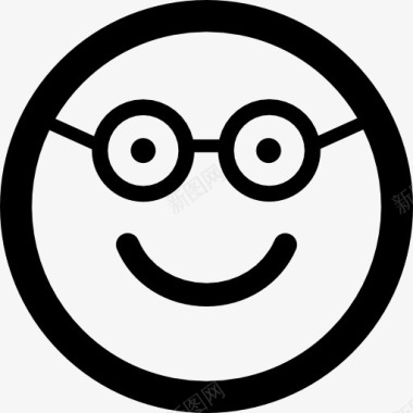 Nerd幸福的笑脸在圆角方形脸图标图标