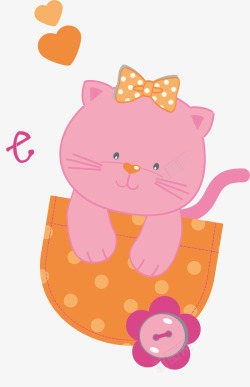 可爱粉色小猫咪矢量图素材