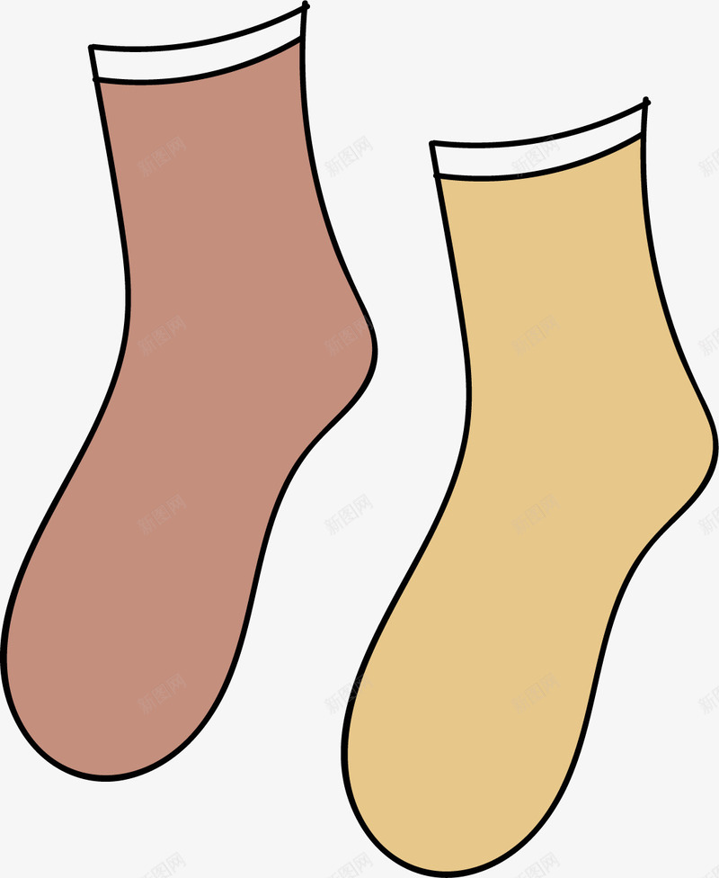 卡通创意袜子png免抠素材_新图网 https://ixintu.com 一双 两种 保暖 创意 卡通手绘 长筒袜 颜色