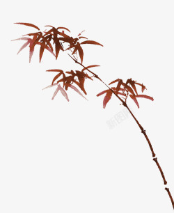 红色中国风竹子装饰图案素材