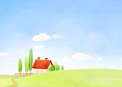 小屋背景水彩手绘背景高清图片
