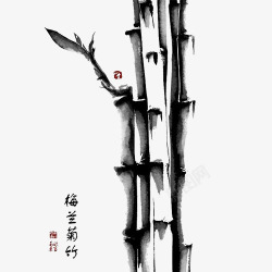 黑色中国风装饰竹子素材
