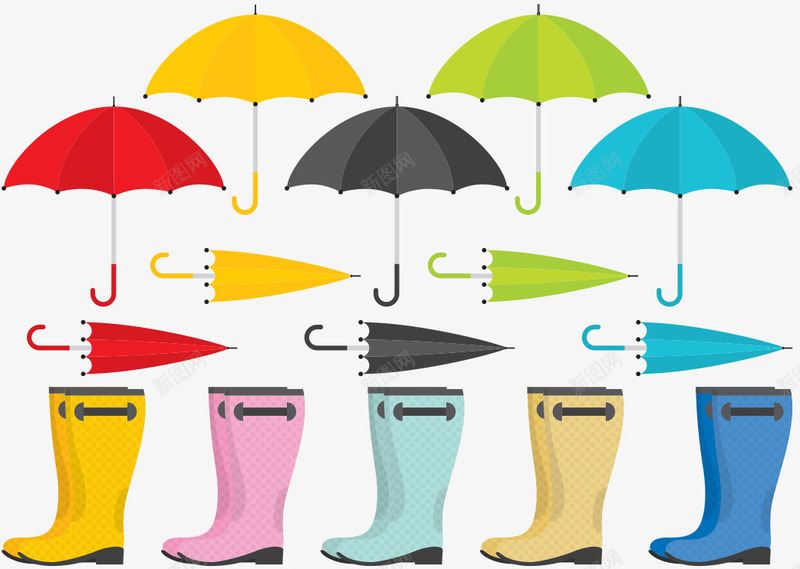 雨伞和雨靴矢量图ai免抠素材_新图网 https://ixintu.com 雨伞 雨伞矢量 雨具 雨靴 矢量图
