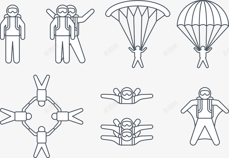 冒险高空跳伞png免抠素材_新图网 https://ixintu.com 冒险 勇敢 手绘 矢量PNG 集合 高空跳伞