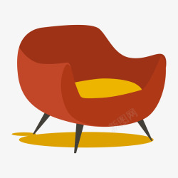家具插画黄色沙发卡通插画矢量图高清图片