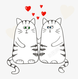 情人节主题卡通小猫素材