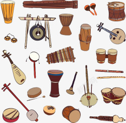 手绘非洲鼓乐器合集素材