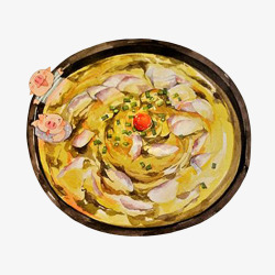 水彩鱼肉手绘老坛酸菜鱼高清图片