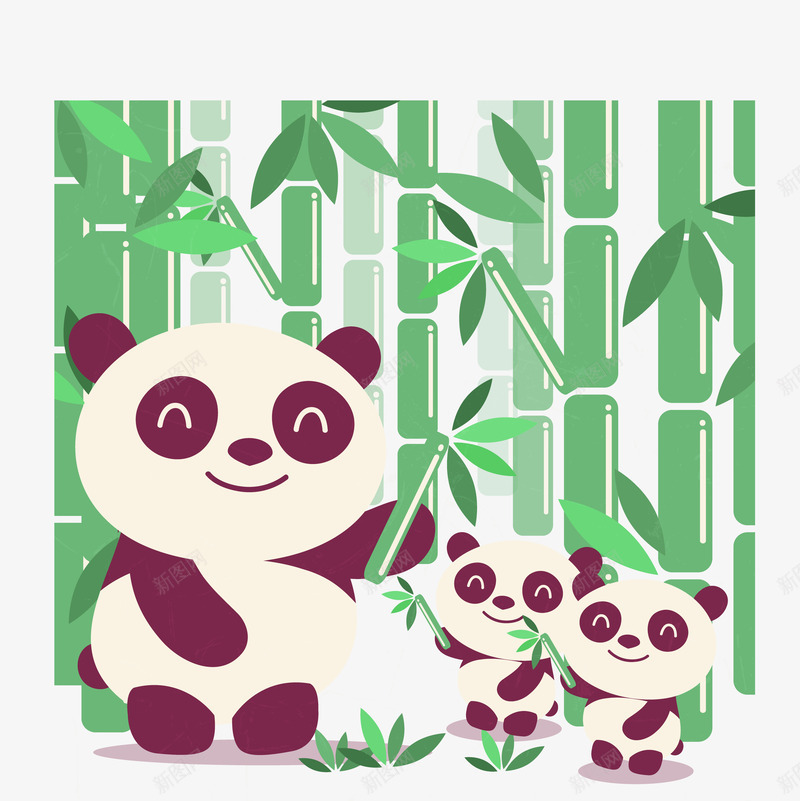 吃竹子的熊猫png免抠素材_新图网 https://ixintu.com 创意 卡通 熊猫吃竹子 竹叶 绿色竹子 颜色