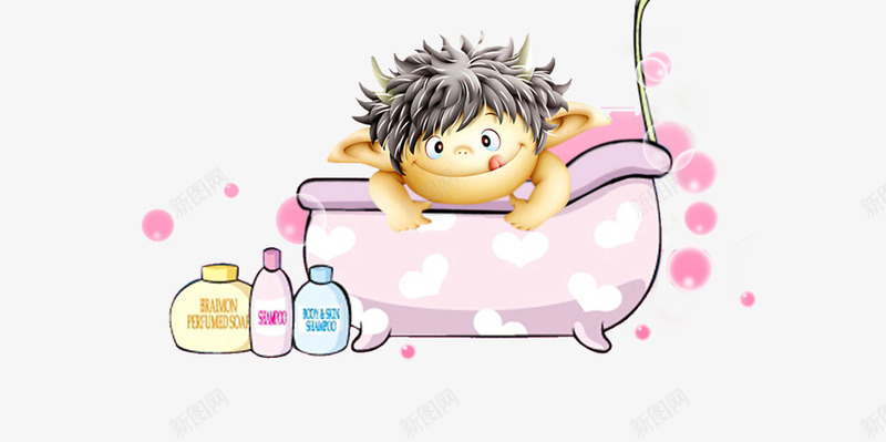儿童洗澡png免抠素材_新图网 https://ixintu.com 儿童 卡通 泡沫 洗澡