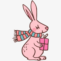 粉色的围巾情人节送礼物的粉色兔子高清图片