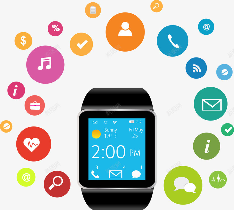 智能手表APPpng免抠素材_新图网 https://ixintu.com APP 卡通手表 手表 智能手表 矢量手表