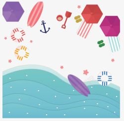 彩色阳伞夏季海边矢量图素材