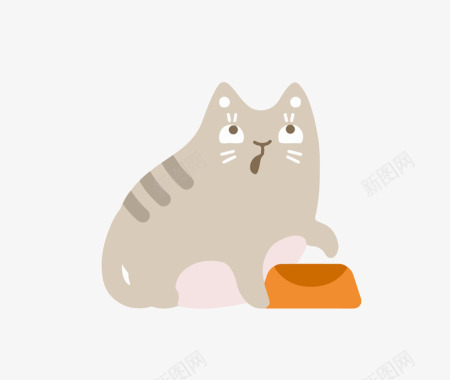 在吃食的小猫矢量图图标图标