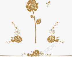 欧式镀金金色玫瑰花矢量图高清图片