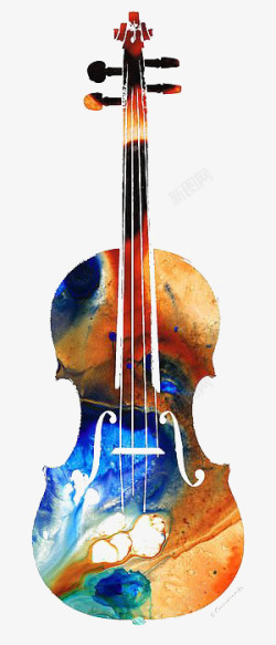 大提琴乐器卡通插画水彩小提琴高清图片