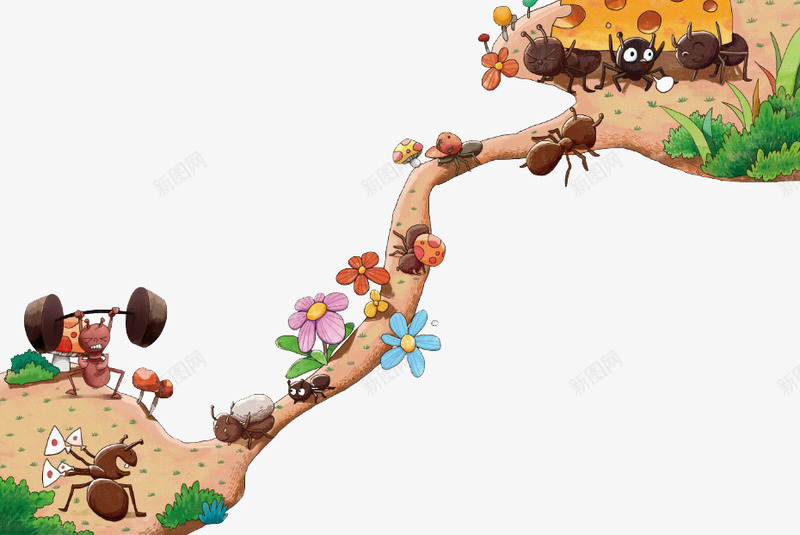 蚂蚁搬家png免抠素材_新图网 https://ixintu.com 儿童 儿童插画 卡通 卡通人物 卡通动物 插画 故事 梦幻 童话 童话森林 蚂蚁 蚂蚁王国