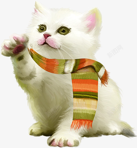 围着围巾的小猫png免抠素材_新图网 https://ixintu.com 围巾猫 小猫 招财猫 猫