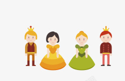 彩色整套公主王子彩色卡通小公主王子集合矢量图高清图片