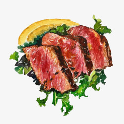 西餐局烤手绘牛肉高清图片