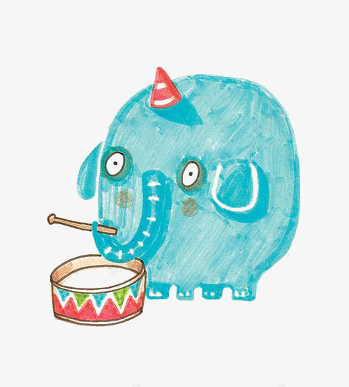 打鼓的大象png免抠素材_新图网 https://ixintu.com 乐器 创意 动物 卡通 大象 手绘 打鼓 插画 水彩 蓝色