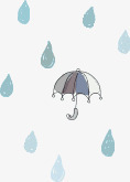 可爱元素卡通布偶雨伞下雨素材