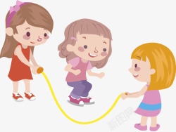 孩子游戏水彩卡通跳绳孩童高清图片