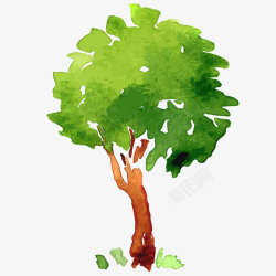 欧美风小树插画创意园林风景手绘水彩树图案高清图片